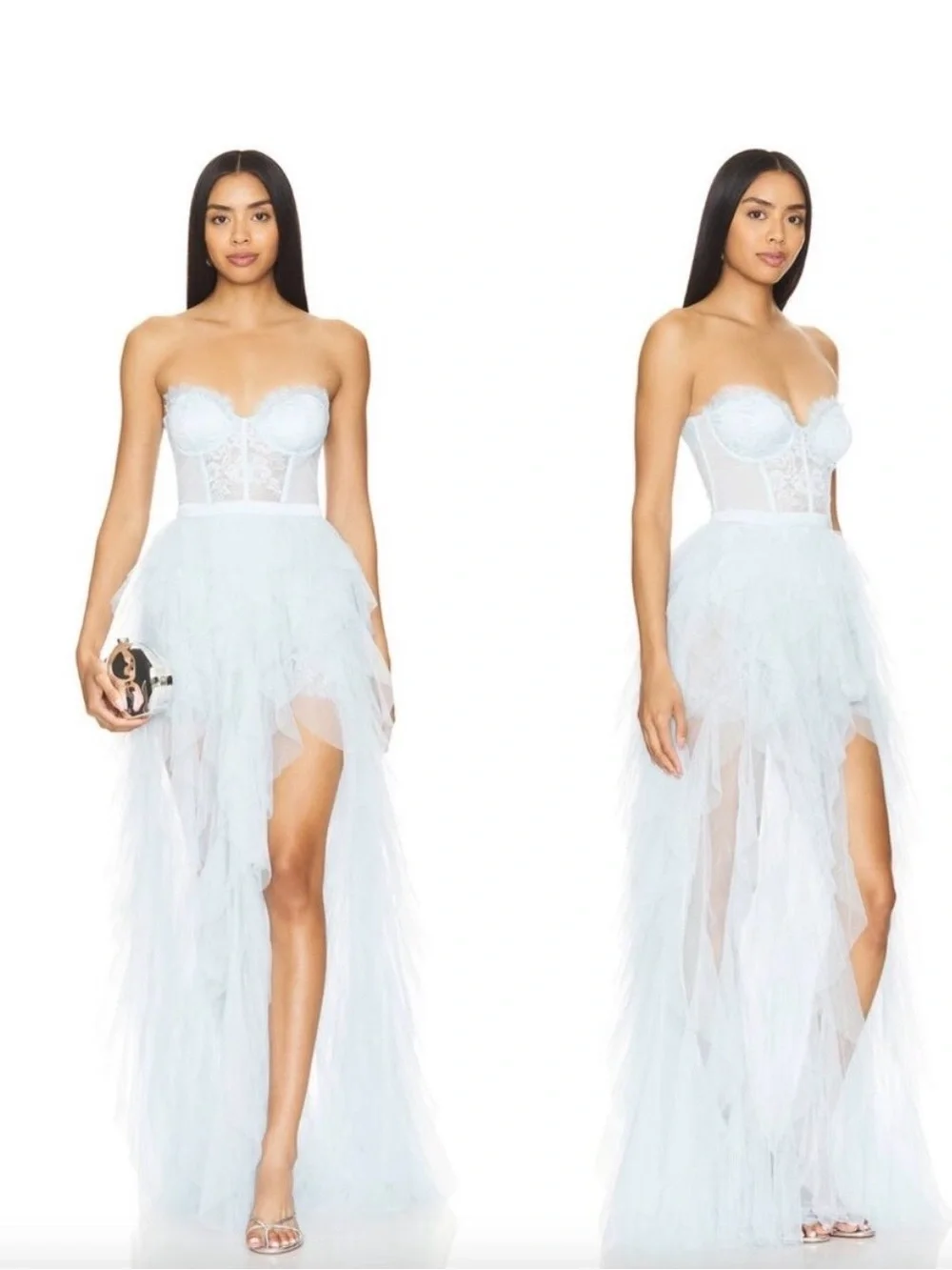 For Love & Lemons Pale Blue Strapless Tulle Gown - NWT - Picture 1 of 5